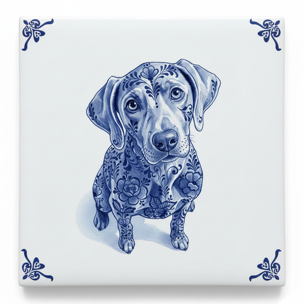 Gepersonaliseerd Delfts Blauw tegeltje met je eigen foto - Deluxe style